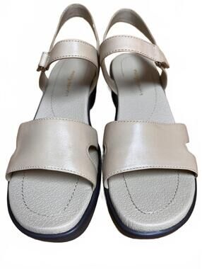 Easy Spirit Beige Leather Comfort Wedge Sandals Size 8W